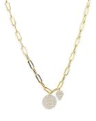 Meira T 14k Yellow & White Gold Diamond Disc Paperclip Chain Necklace, 16