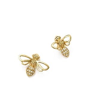 Temple St. Clair 18k Yellow Gold Bee Diamond Stud Earrings