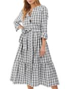 Barbour Seamills Check Tie Front Midi Dress