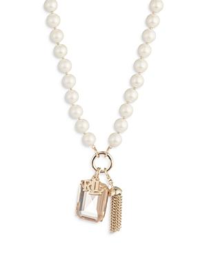 Lauren Ralph Lauren Imitation Pearl Stone & Tassel Pendant Necklace, 16-19