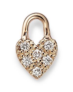 Zoe Chicco 14k Yellow Gold Itty Bitty Symbols Diamond Pave Heart Padlock Single Stud Earring