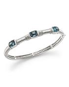 Judith Ripka Sterling Silver Triple Stone Bangle Bracelet With White Sapphire And London Blue Spinel