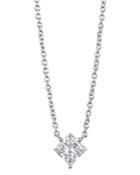 Lightbox Jewelry Lab-grown Diamond Princess-cut Pendant Necklace In Sterling Silver, 1.12 Ct. T.w, 16-18