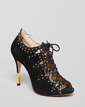 Pour La Victoire Lace Up Booties - Vara Stud High Heel