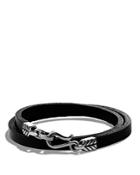David Yurman Chevron Double Wrap Leather Bracelet In Black