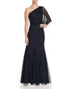 Adrianna Papell One-shoulder Embellished Gown