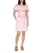 Michael Michael Kors Seersucker Off-the-shoulder Dress
