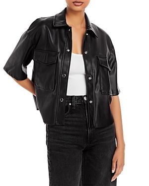 Aqua Faux Leather Short Sleeve Top - 100% Exclusive