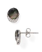 Nadri Black Mother-of-pearl Pave Stud Earrings