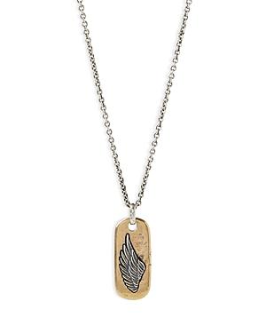 John Varvatos Men's Sterling Silver & Brass Wings Dog Tag Pendant Necklace, 24