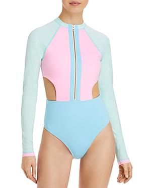 Loveshackfancy X Hurley Max Colorblock Long Sleeve One Piece Swimsuit