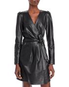 Aqua Faux Leather Belted Wrap Dress - 100% Exclusive