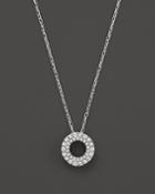 Diamond Circle Pendant Necklace In 14k White Gold, .25 Ct. T.w.