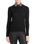 C By Bloomingdale's Embellished Collar Cashmere Sweater