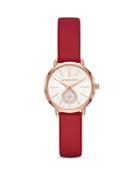 Michael Kors Petite Portia Red Leather Strap Watch, 28mm