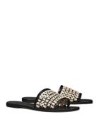 Tory Burch Women's Square Toe Woven Raffia Slide Sandals