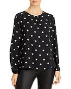 T Tahari Heart & Dot Print Blouson Top