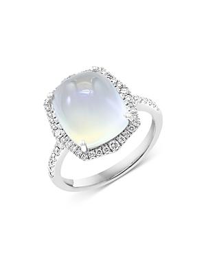 Bloomingdale's Moonstone & Diamond Halo Ring In 14k White Gold - 100% Exclusive