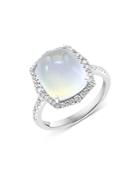 Bloomingdale's Moonstone & Diamond Halo Ring In 14k White Gold - 100% Exclusive