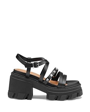 Ganni Women's Cleated Strappy Block Heel Sandals