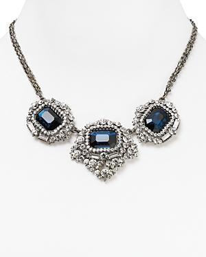 Cara Accessories Blue Stone Statement Necklace, 16