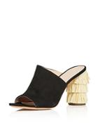 Pour La Victoire Women's Hettie Nubuck Leather & Raffia High Heel Slide Sandals