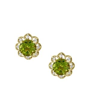 Bloomingdale's Peridot & Diamond Flower Stud Earrings In 14k Yellow Gold - 100% Exclusive