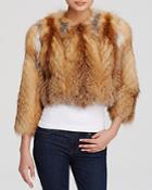 Maximilian Collarless Fox Fur Cropped Jacket