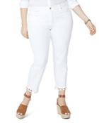 Nydj Plus Sheri Tassel-trimmed Slim Ankle Jeans In Optic White - 100% Exclusive