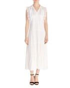 Sandro Maxime Tiered Lace-inset Maxi Dress