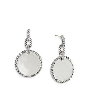 David Yurman Sterling Silver Dy Elements Mother-of-pearl & Diamond Drop Earrings