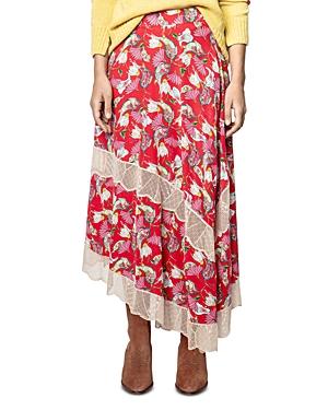 Zadig & Voltaire Juliet Lace Trimmed Silk Print Skirt