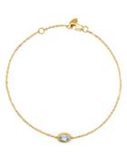 Bloomingdale's Aquamarine Oval Bezel Set Bracelet In 14k Yellow Gold - 100% Exclusive