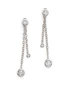 Diamond Solitaire Stud Ear Jackets In 14k White Gold, .50 Ct. T.w.