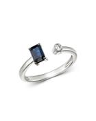 Bloomingdale's Sapphire & Diamond Geometric Open Ring In 14k White Gold - 100% Exclusive