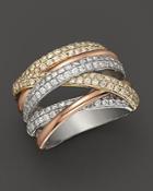Pave Diamond Band In 14k Tricolor Gold, 1.45 Ct. T.w.