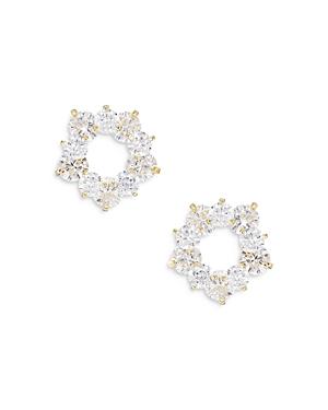 Shashi Babe Cubic Zirconia Open Circle Stud Earrings In 14k Gold Plated