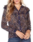 Belldini Printed Ruffled Button Front Top