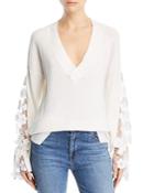 French Connection Caballo Floral-lace Sleeve Sweater