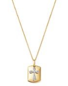 Bloomingdale's Diamond Cross Dog Tag Pendant Necklace In 14k Yellow Gold, 18, 0.10 Ct. T.w. - 100% Exclusive