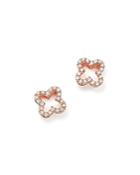 Diamond Clover Stud Earrings In 14k Rose Gold, .20 Ct. T.w- 100% Exclusive