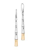 John Hardy 18k Yellow Gold And Sterling Silver Bamboo Brushed Linear Drop Earrings