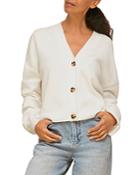 Whistles Front Button Puff Sleeve Cardigan