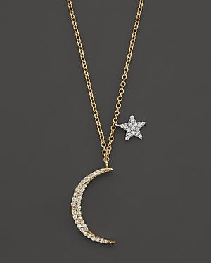 Meira T Diamond Moon Necklace In 14k Yellow Gold, .22 Ct. T.w, 16