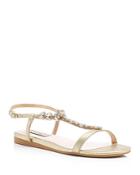 Badgley Mischka Jewel Embellished Metallic Flat Sandals