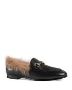 Gucci Women's Jordaan Leather & Lamb Fur Loafers