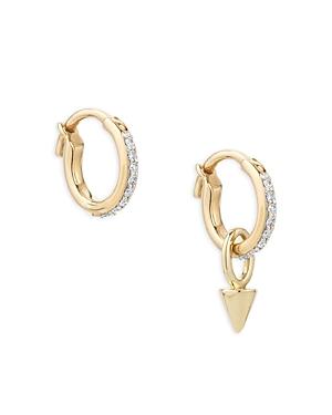 Adina Reyter 14k Yellow Gold London Diamond Spike Charm Mismatch Hoop Earrings