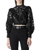 The Kooples High Neck Ruffled Lace Top