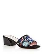 Avec Les Filles Women's Sloane Embroidered Suede Block Heel Slide Sandals