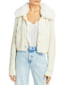 Aqua Faux Fur Collar Cardigan - 100% Exclusive